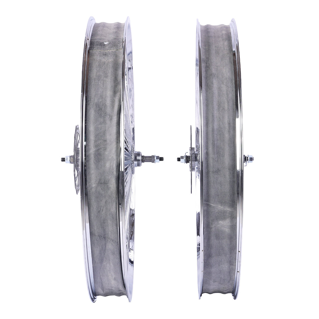 Micargi WH-TH7526140D7-CP Chrome Fat Rims Wheel Set for 26"*3" with 7-speed Disc Brake