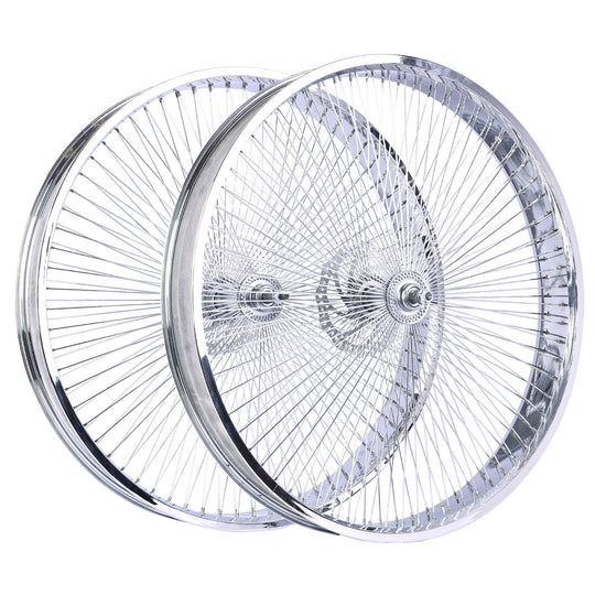 Micargi WH-TH7526140D7-CP Chrome Fat Rims Wheel Set for 26"*3" with 7-speed Disc Brake