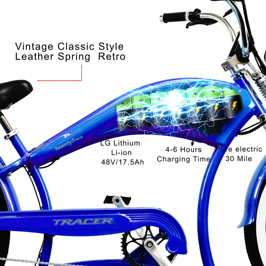 Tracer Twenty5 DS E Bike Stylish Chopper Cruiser